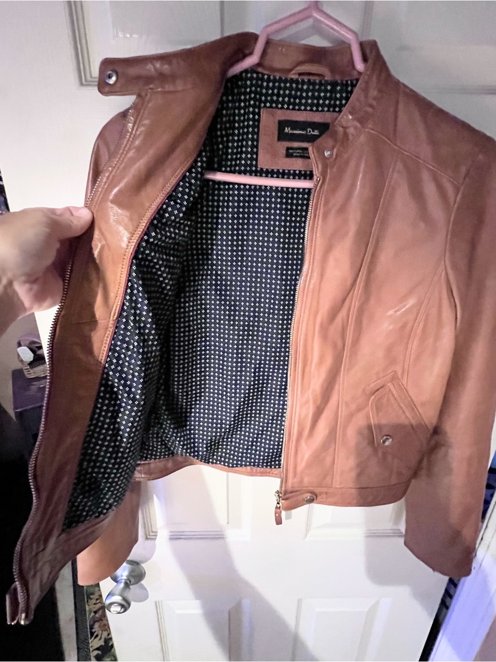 Massimo Dutti Cognac Brown Leather Jacket - Picture 5 of 6